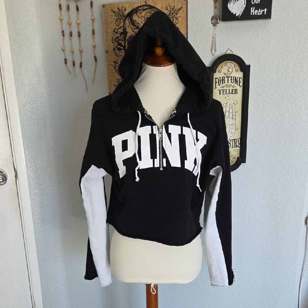Victoria's Secret Pink Black and White Hoodie VS Small